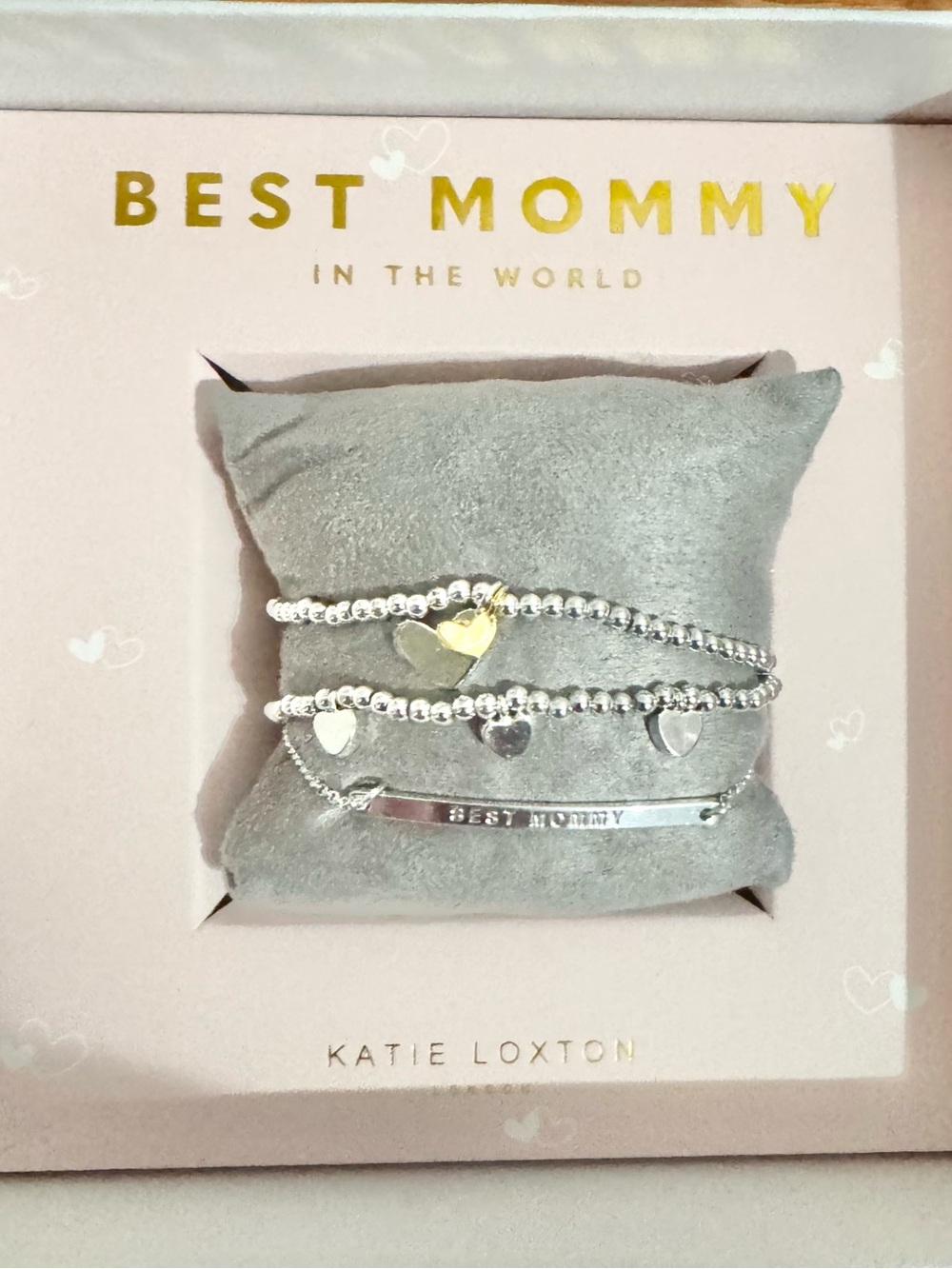 Katie Loxton Best Mommy Silver & Gold Heart Bracelet Set